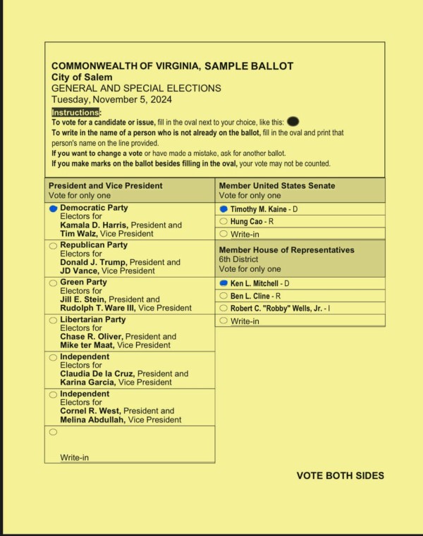 sample ballot front