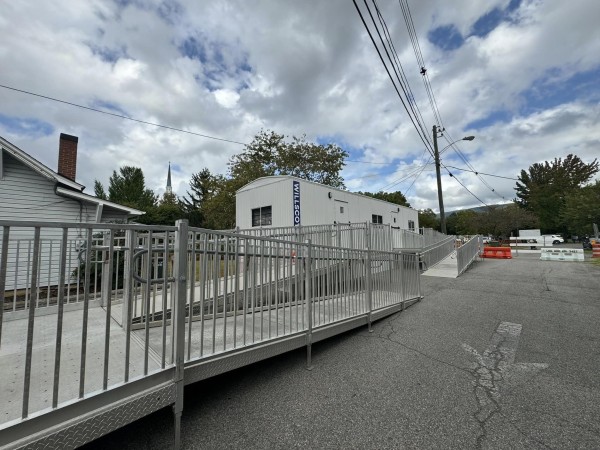 trailer in parking lot with accessible ramp